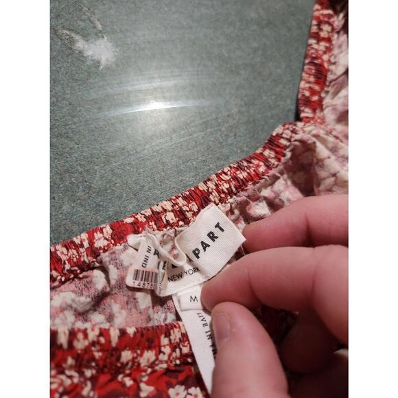 Apiece Apart Gali Shirred Poplin Square Neck Floral-Print Blouse sz Medium - Picture 4 of 5